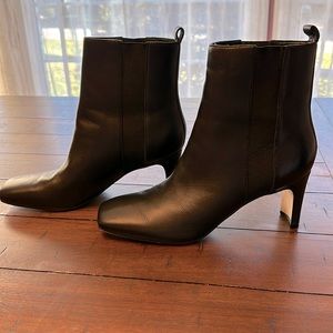 Calvin Klein Cassia Square Toe Black Leather Boots